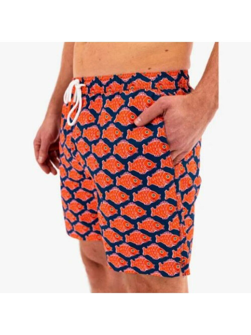Swims Nuotare Swim Shorts Fish Print Ensign Blue Size Medium Drawstring Lined